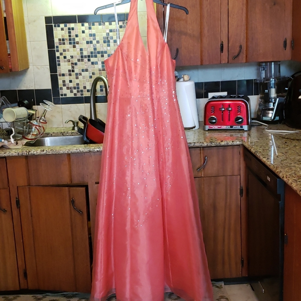 Long Coral Prom Dress